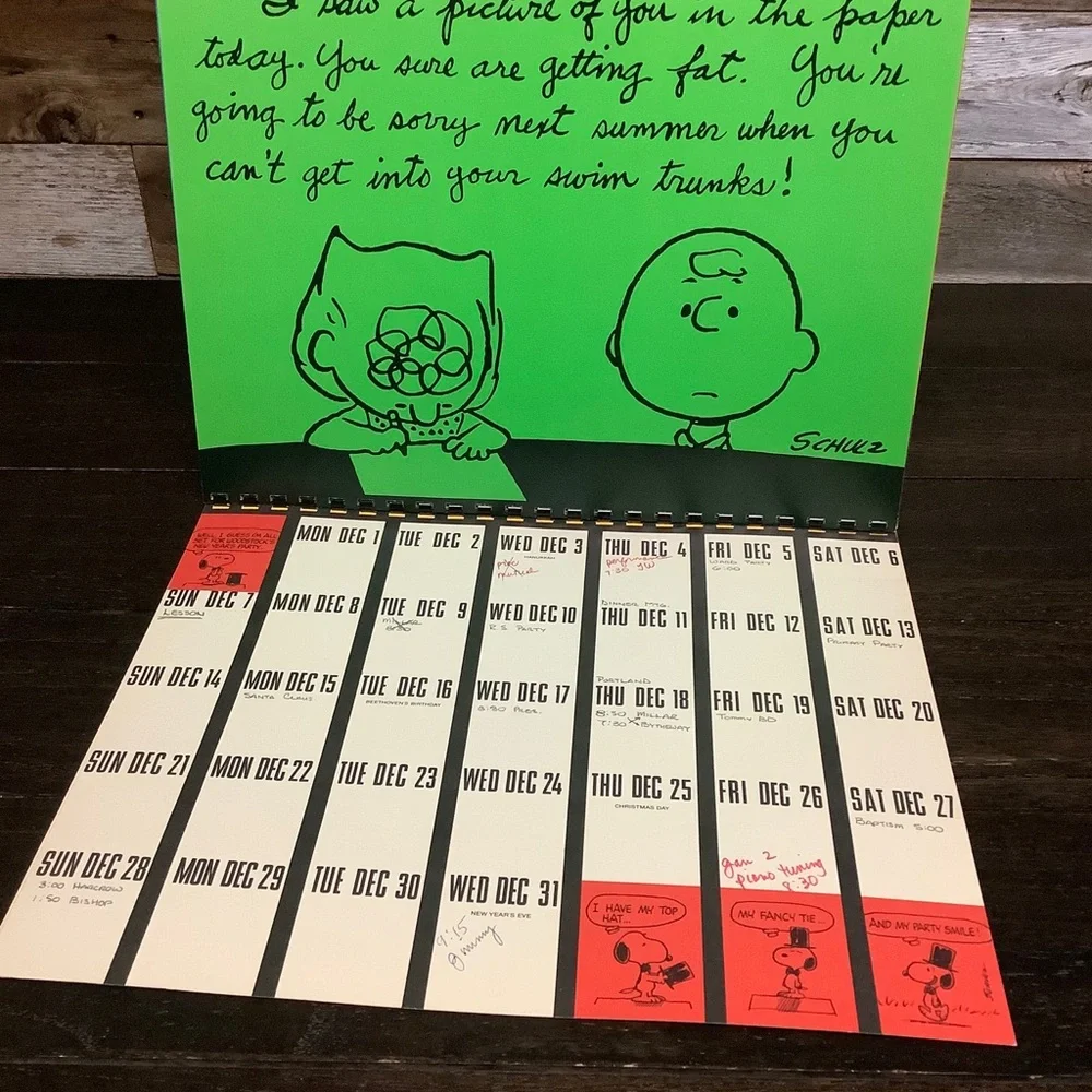 Vtg 1980 Peanuts Snoopy Calender Month To Month
